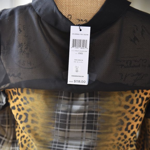 NEW BCBGeneration Leopard Plaid Multi Shirt Dress - Picture 6 of 7